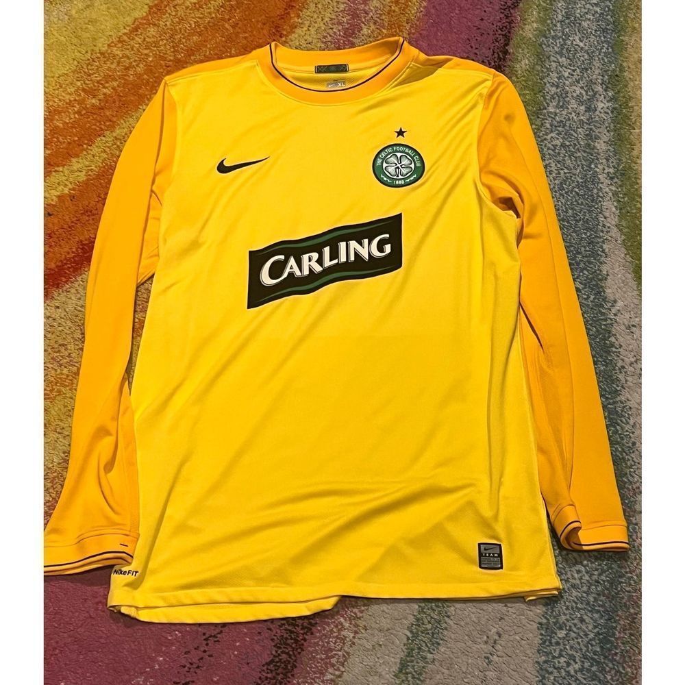 Nike 2008-09 Celtic FC yellow Goalkeeper jersey mens XL authentic